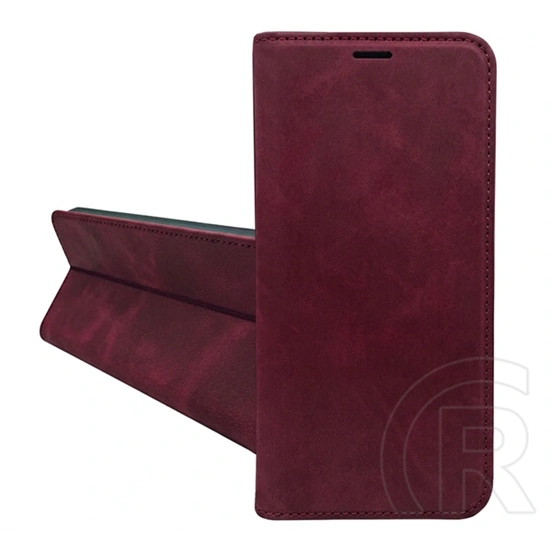 Gigapack Samsung A16 5G tok álló, bőr hatású (flip, oldalra nyíló, asztali tartó, kártyazseb, prémium) bordó