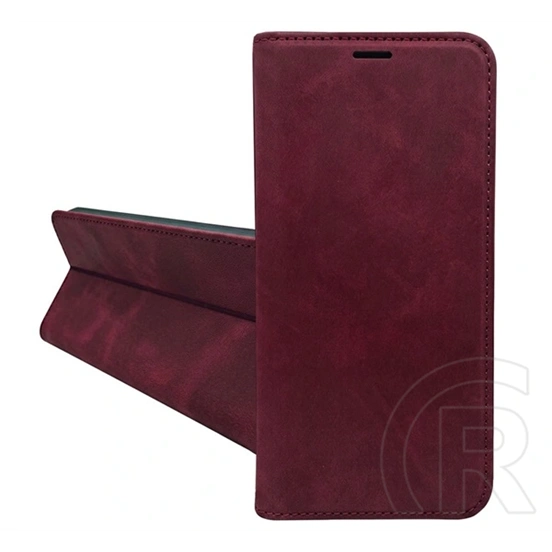 Gigapack Samsung A27 5G tok álló, bőr hatású (flip, oldalra nyíló, asztali tartó, kártyazseb, prémium) bordó