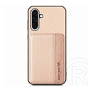 Gigapack Samsung A36 5G védő (ütésálló, bőr hatású hátlap, mágneses, kitámasztó, kártyatartó, rfid, karbon minta) bézs
