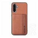 Gigapack Samsung A36 5G védő (ütésálló, bőr hatású hátlap, mágneses, kitámasztó, kártyatartó, rfid,) sötétbarna