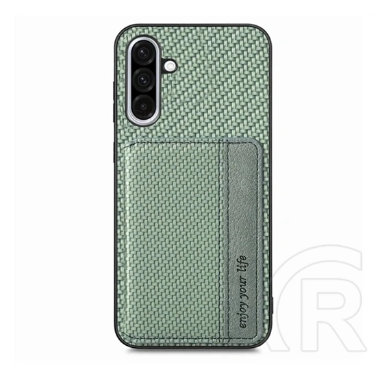 Gigapack Samsung A36 5G védő (ütésálló, bőr hatású hátlap, mágneses, kitámasztó, kártyatartó, rfid,) sötétzöld