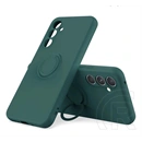 Gigapack Samsung A37 5G szilikon telefonvédő (tartógyűrű, mikrofiber plüss belső, mágneses, kameravédő) sötétzöld