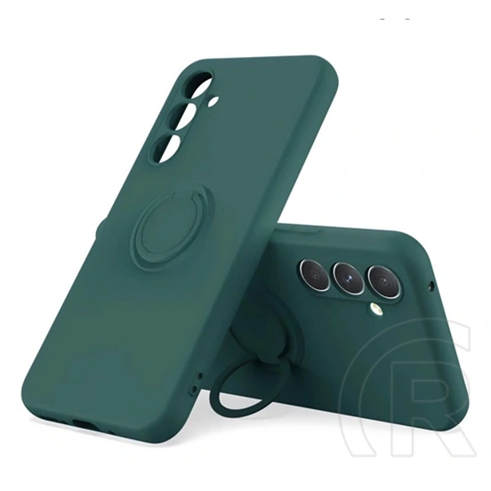 Gigapack Samsung A37 5G szilikon telefonvédő (tartógyűrű, mikrofiber plüss belső, mágneses, kameravédő) sötétzöld