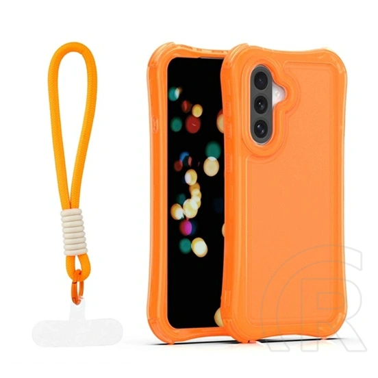 Gigapack Samsung A37 5G szilikon telefonvédő (ütésállóság, légpárnás sarok, műanyag hátlap + kézpánt) narancssárga