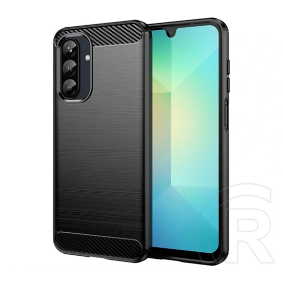 Gigapack Samsung A37 5G szilikon telefonvédő (ütésállóság, légpárnás sarok, szálcsiszolt, karbon minta) fekete