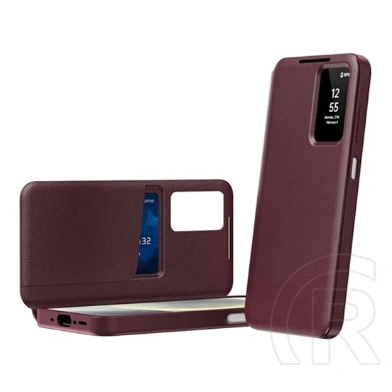 Gigapack Samsung A37 5G tok álló (aktív flip, oldalra nyíló, smart view cover) bordó