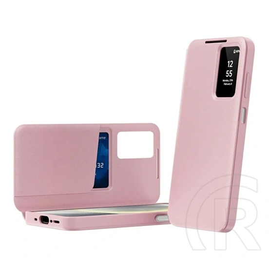 Gigapack Samsung A37 5G tok álló (aktív flip, oldalra nyíló, smart view cover) rózsaszín