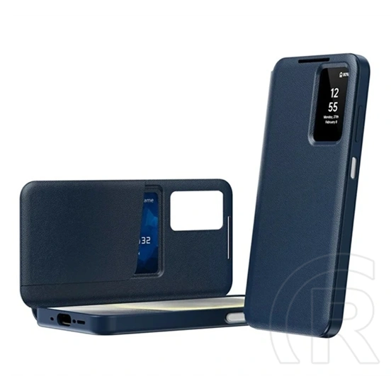 Gigapack Samsung A37 5G tok álló (aktív flip, oldalra nyíló, smart view cover) sötétkék