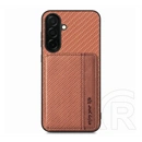 Gigapack Samsung A37 5G védő (ütésálló, bőr hatású hátlap, mágneses, kitámasztó, kártyatartó, rfid,) sötétbarna