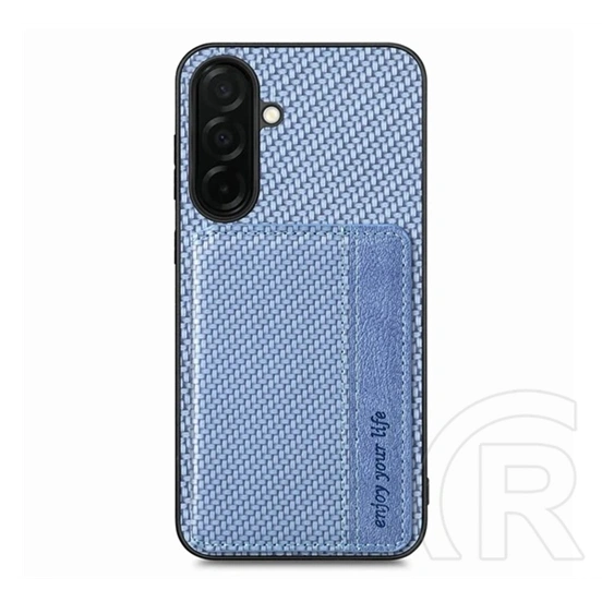 Gigapack Samsung A37 5G védő (ütésálló, bőr hatású hátlap, mágneses, kitámasztó, kártyatartó, rfid) sötétkék
