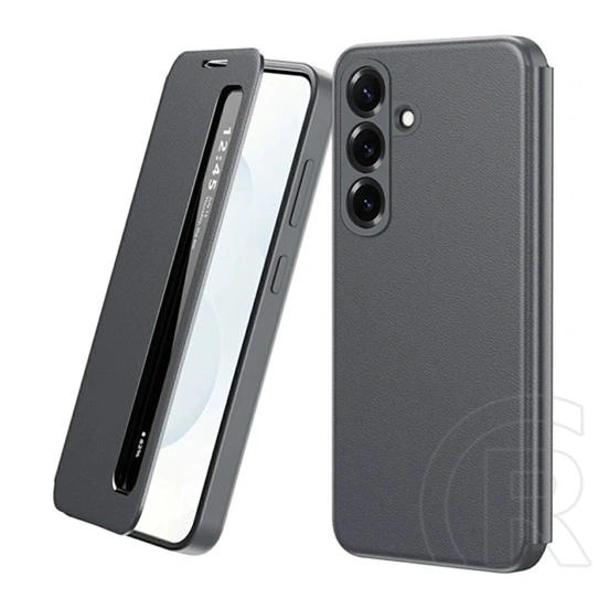 Gigapack Samsung A56 5G tok álló (aktív flip, oldalra nyíló, smart view window) sötétszürke