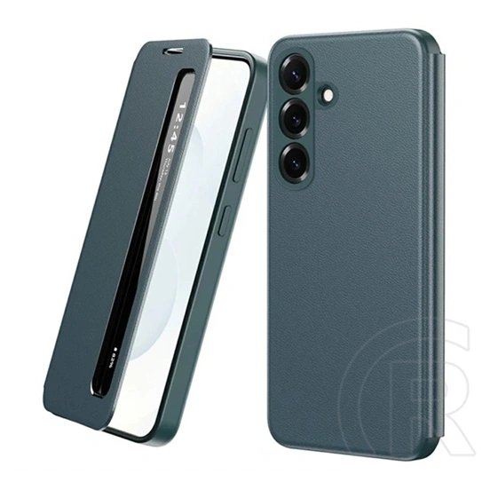 Gigapack Samsung A56 5G tok álló (aktív flip, oldalra nyíló, smart view window) sötétzöld