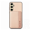 Gigapack Samsung A56 5G védő (ütésálló, bőr hatású hátlap, mágneses, kitámasztó, kártyatartó, rfid, karbon minta) bézs