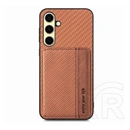 Gigapack Samsung A56 5G védő (ütésálló, bőr hatású hátlap, mágneses, kitámasztó, kártyatartó, rfid,) sötétbarna