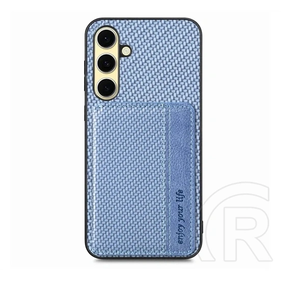 Gigapack Samsung A56 5G védő (ütésálló, bőr hatású hátlap, mágneses, kitámasztó, kártyatartó, rfid) sötétkék