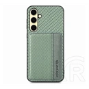Gigapack Samsung A56 5G védő (ütésálló, bőr hatású hátlap, mágneses, kitámasztó, kártyatartó, rfid,) sötétzöld