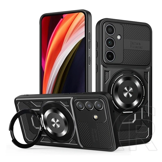 Gigapack Samsung A57 5G defender szilikon telefonvédő (ütésállóság, tartógyűrű, mágneses) fekete