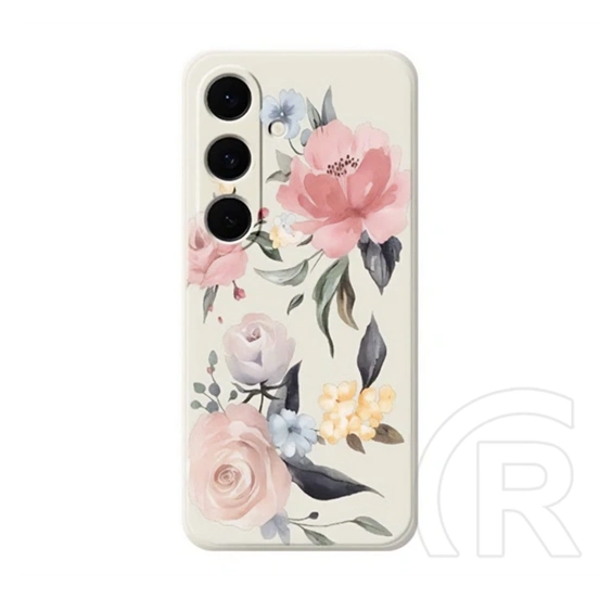 Gigapack Samsung A57 5G szilikon telefonvédő (kameravédő, matt, virág minta) bézs