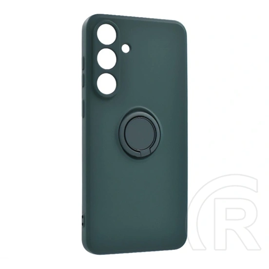 Gigapack Samsung A57 5G szilikon telefonvédő (tartógyűrű, mikrofiber plüss belső, mágneses, kameravédő) sötétzöld