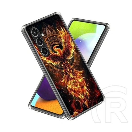 Gigapack Samsung A57 5G szilikon telefonvédő (ultravékony, kameravédő, főnixmadár minta) fekete