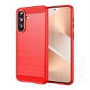 Gigapack Samsung A57 5G szilikon telefonvédő (ütésállóság, légpárnás sarok, szálcsiszolt, karbon minta) piros