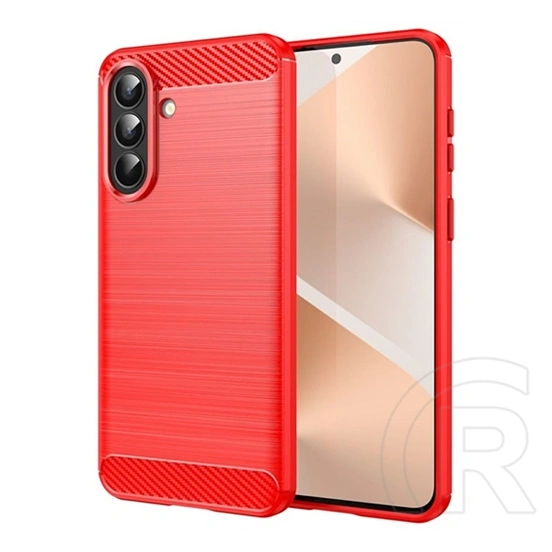 Gigapack Samsung A57 5G szilikon telefonvédő (ütésállóság, légpárnás sarok, szálcsiszolt, karbon minta) piros