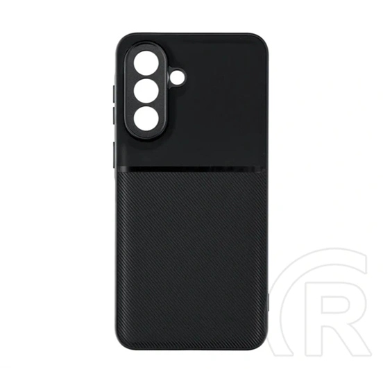 Gigapack Samsung A57 5G szilikon telefonvédő (ütésállóság, mágneses, bőr hatású hátlap, csíkos) fekete