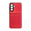 Gigapack Samsung A57 5G szilikon telefonvédő (ütésállóság, mágneses, bőr hatású hátlap, csíkos) piros