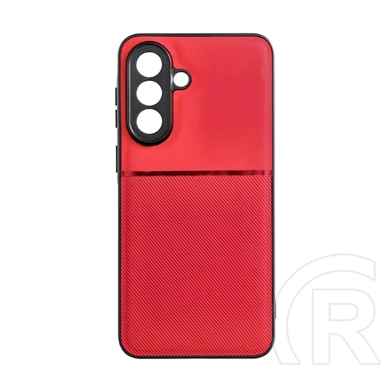 Gigapack Samsung A57 5G szilikon telefonvédő (ütésállóság, mágneses, bőr hatású hátlap, csíkos) piros