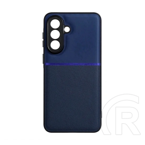 Gigapack Samsung A57 5G szilikon telefonvédő (ütésállóság, mágneses, bőr hatású hátlap, csíkos) sötétkék