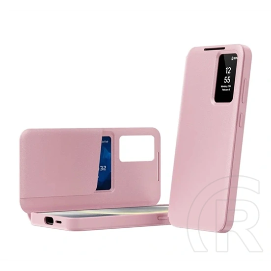 Gigapack Samsung A57 5G tok álló (aktív flip, oldalra nyíló, smart view cover) rózsaszín