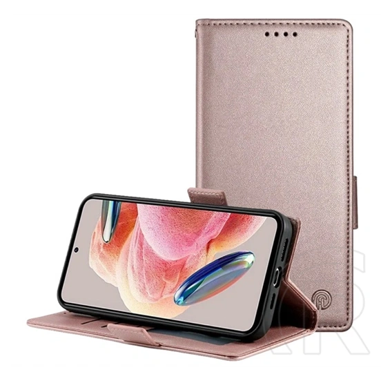 Gigapack Samsung A57 5G tok álló, bőr hatású (flip, oldalra nyíló, asztali tartó, bankkártya tartó) rozéarany