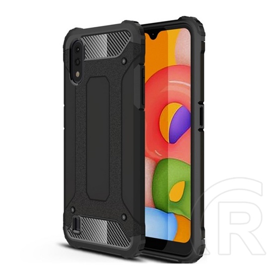 Gigapack Samsung Galaxy A01 (SM-A015F) telefonvédő (közepesen ütésálló, szilikon belső, fémhatás) fekete