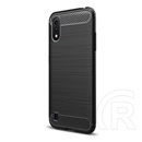 Gigapack Samsung Galaxy A01 Szilikon telefonvédő (légpárnás sarok, szálcsiszolt, karbon minta, fekete)