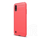 Gigapack Samsung Galaxy A01 Szilikon telefonvédő (légpárnás sarok, szálcsiszolt, karbon minta, piros)