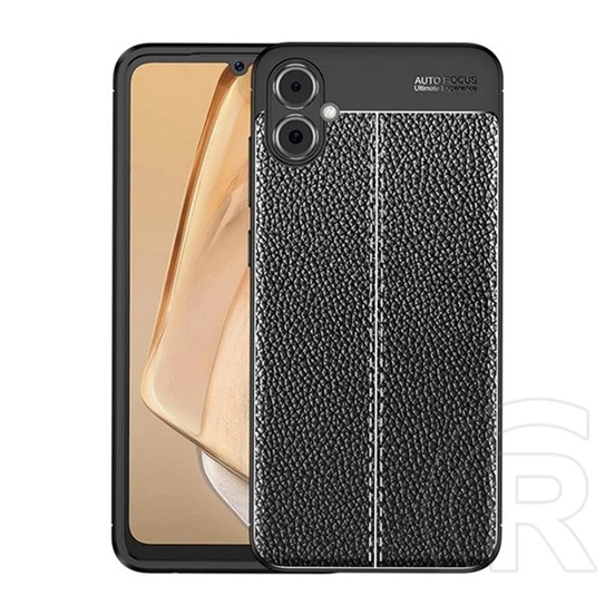 Gigapack Samsung Galaxy A05 (SM-A055F) szilikon telefonvédő (ütésállóság, bőr hatású, varrás minta) fekete