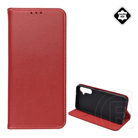 Gigapack Samsung Galaxy A05s (SM-A057F) tok álló, valódi bőr (flip, oldalra nyíló, asztali tartó) bordó