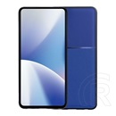Gigapack Samsung Galaxy A12 (SM-A125F / SM-A127F) műanyag védő (szilikon keret, bőr hatású hátlap, csíkos) sötétkék
