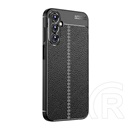 Gigapack Samsung Galaxy A15 5G (SM-A156) szilikon telefonvédő (ütésállóság, bőr hatású, varrás minta) fekete