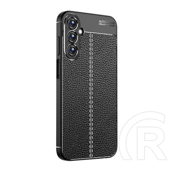 Gigapack Samsung Galaxy A15 5G (SM-A156) szilikon telefonvédő (ütésállóság, bőr hatású, varrás minta) fekete