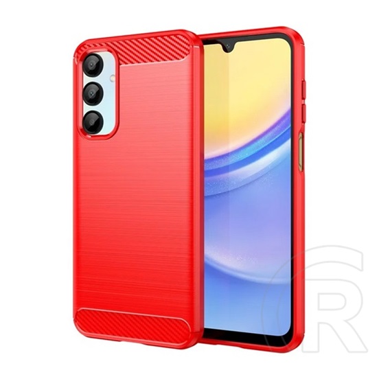 Gigapack Samsung Galaxy A16 4G (SM-A165)  szilikon védő (ütésállóság, légpárnás sarok, szálcsiszolt, karbon minta) piros