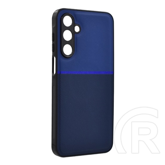 Gigapack Samsung Galaxy A16 4G (SM-A165)  szilikon védő (ütésállóság, mágneses, bőr hatású hátlap, csíkos) sötétkék