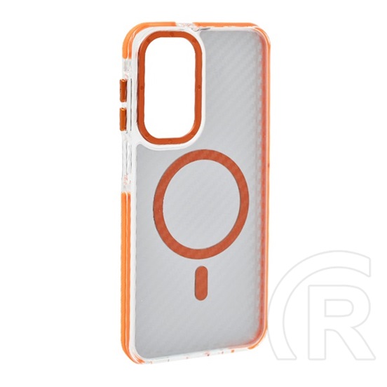 Gigapack Samsung Galaxy A17 4G (SM-A175)  védő (ütésálló, légpárnás sarok, karbon minta, wireless, magsafe) narancssárga