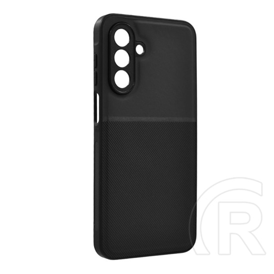 Gigapack Samsung Galaxy A17 5G (SM-A176) szilikon telefonvédő (ütésállóság, mágneses, bőr hatású hátlap, csíkos) fekete