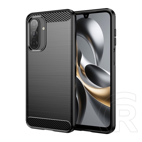 Gigapack Samsung Galaxy A17 5G (SM-A176) szilikon védő (ütésállóság, légpárnás sarok, szálcsiszolt, karbon minta) fekete
