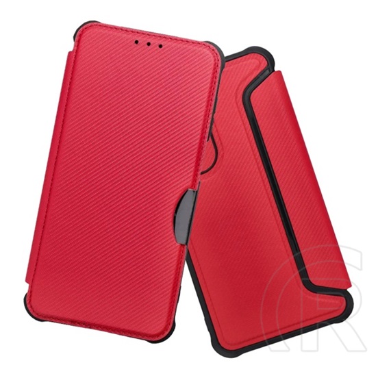 Gigapack Samsung Galaxy A17 5G (SM-A176) tok, bőr hatás (flip, ütésálló kameravédő, karbon minta) piros