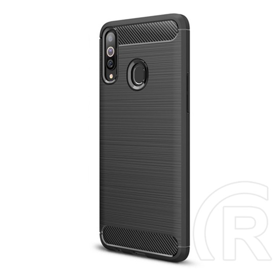 Gigapack Samsung Galaxy A20s Szilikon telefonvédő (légpárnás sarok, szálcsiszolt, karbon minta, fekete)