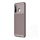 Gigapack Samsung Galaxy A21 Szilikon telefonvédő (légpárnás sarok, karbon minta, barna)