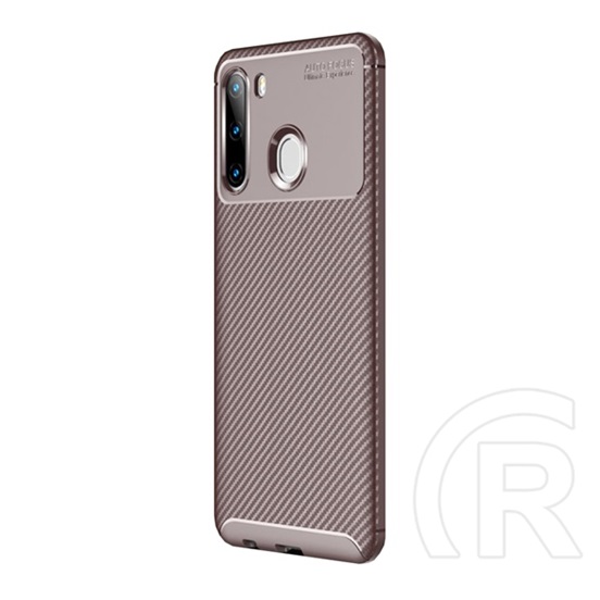 Gigapack Samsung Galaxy A21 Szilikon telefonvédő (légpárnás sarok, karbon minta, barna)