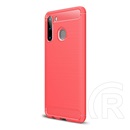 Gigapack Samsung Galaxy A21 Szilikon telefonvédő (légpárnás sarok, szálcsiszolt, karbon minta, piros)